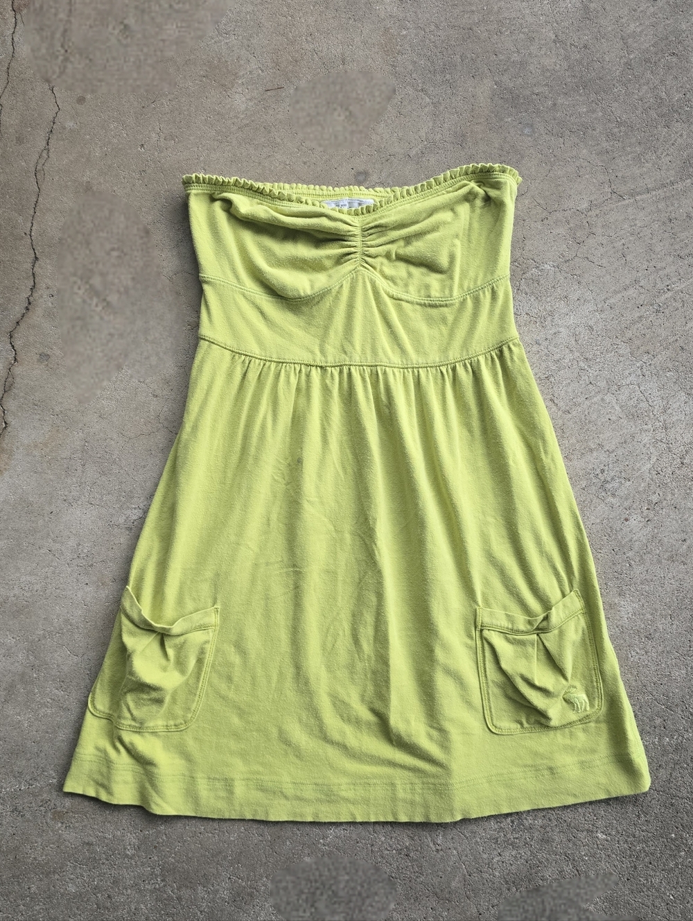 Vintage Abercrombie & Fitch Y2K Green Babydoll Mini Dress Sz M Sleeveless Tube